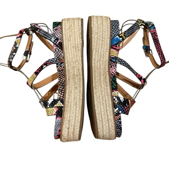 Vince Camuto Aevie Snake Print Leather Strappy Platform Wedge Espadrille Sandals - Picture 3 of 10